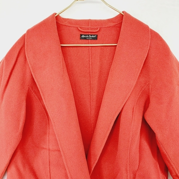 Alexandra Bartlett Deep Rusty Orange Wool Pea Coat Z50 - Picture 2 of 9